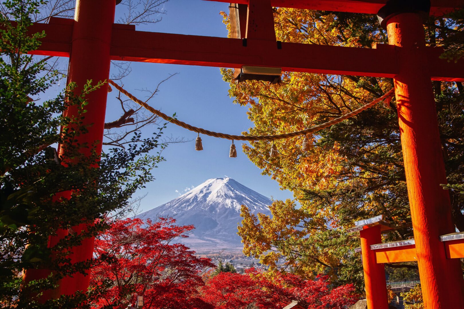 Views of Mt. Fuji from Churieto Pagoda