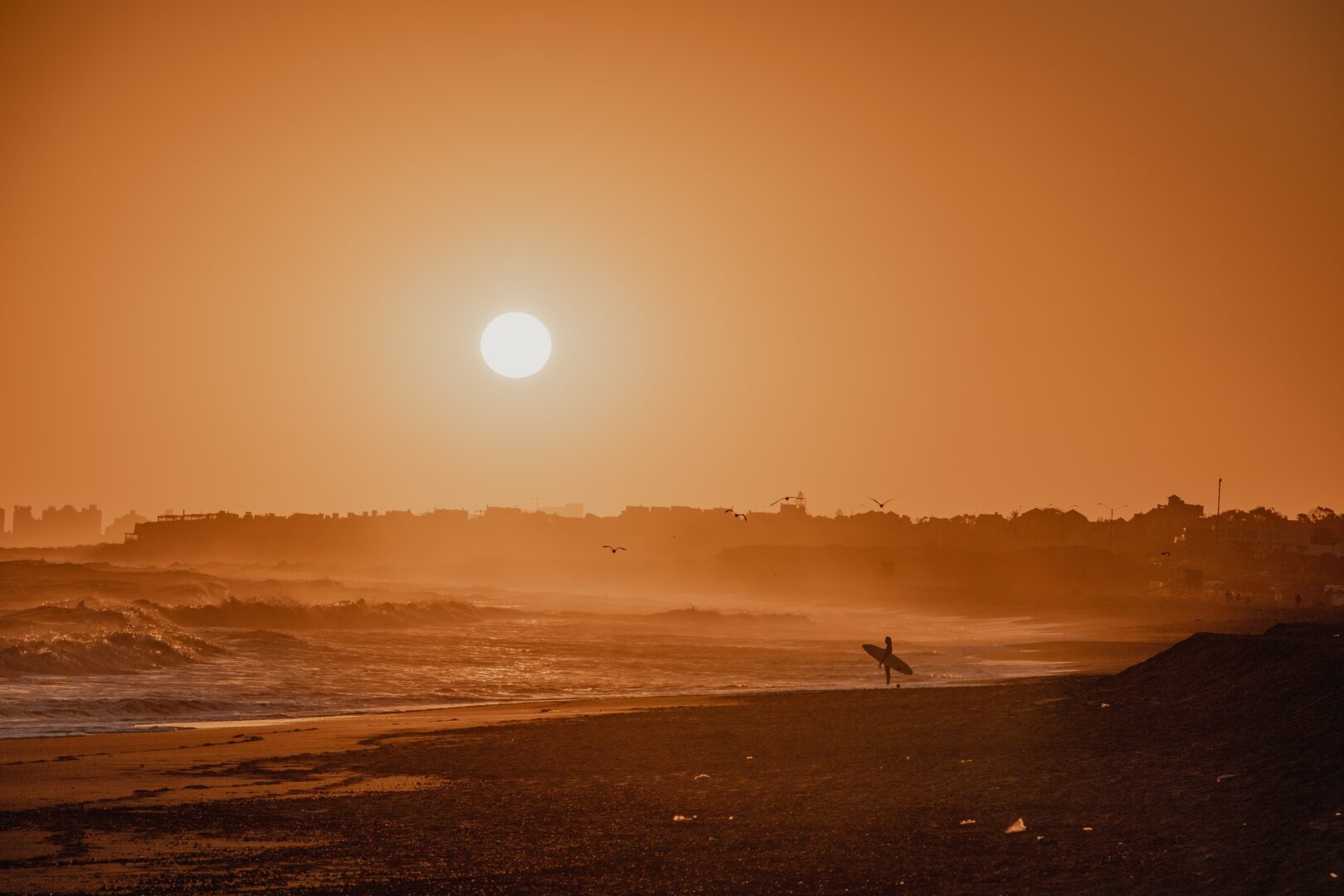 A surfer in Punta del Este, Uruguay