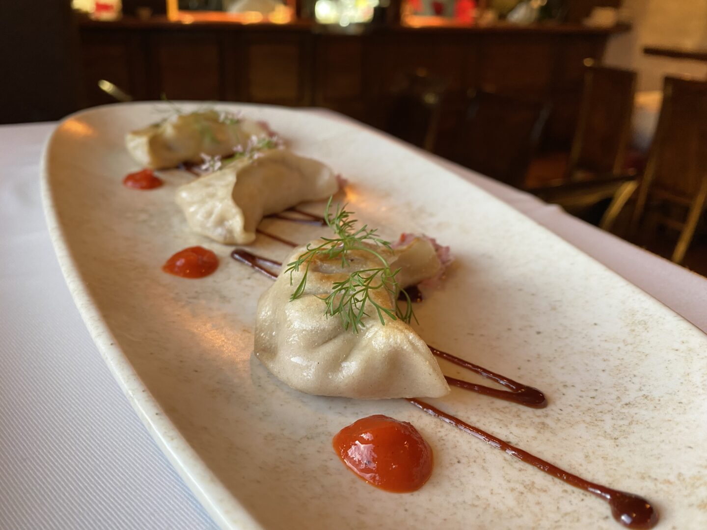 Guinea pig (cuy) gyozas in Cusco, Peru