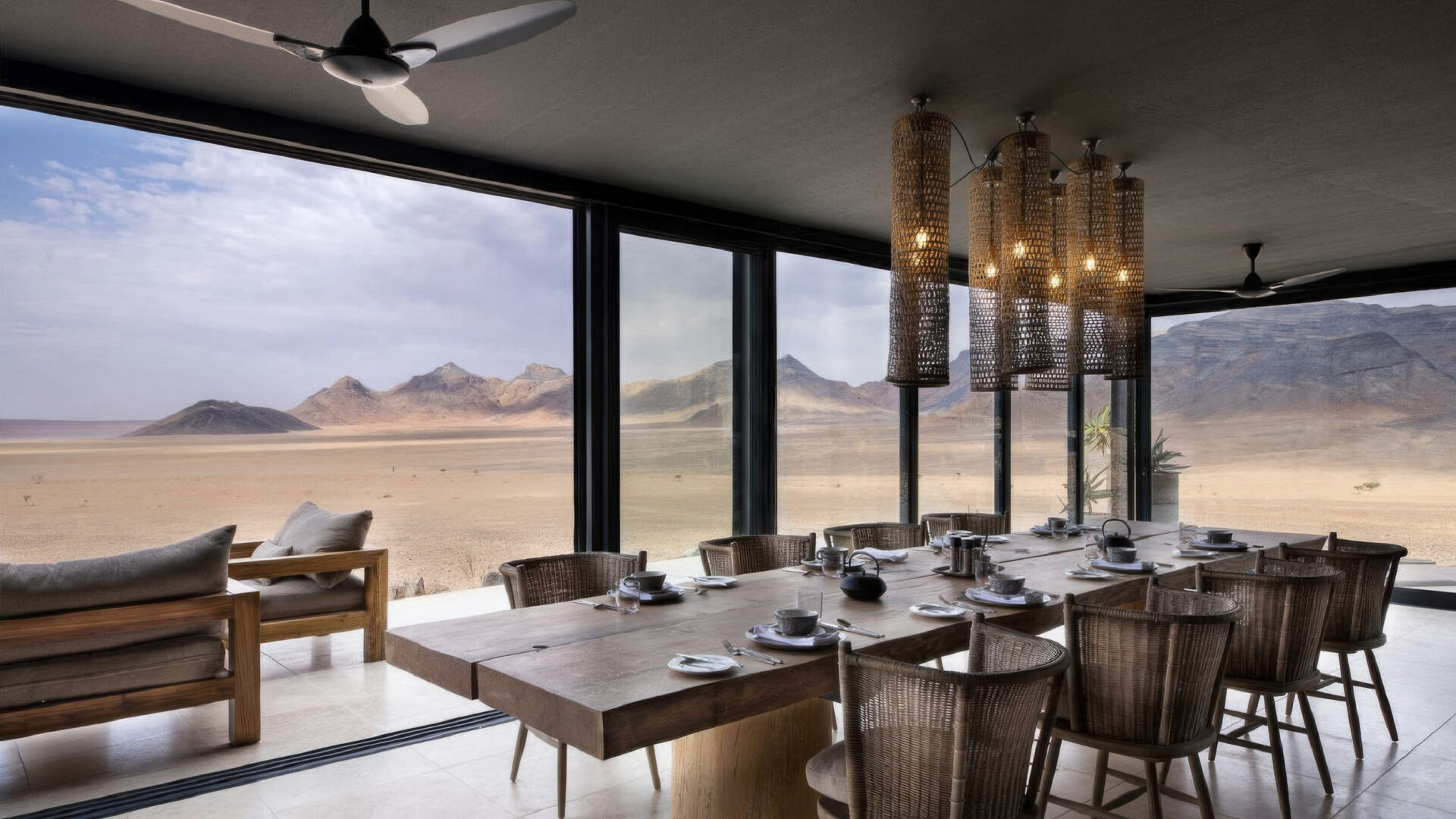 Luxury Travel Itinerary: Dining room in lodge in Namibia.